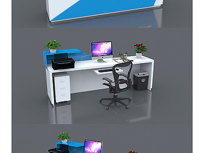 前台，办公桌，电脑桌3d模型3d模型