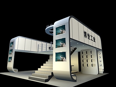 双层带楼梯科技展厅3d模型