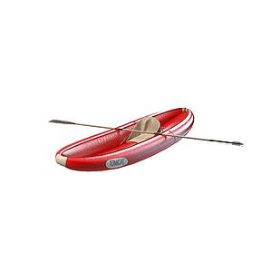 红色小型皮划艇3d模型