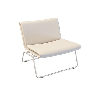 白色皮革休闲椅3d模型