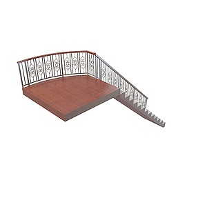中式实木楼梯3d模型