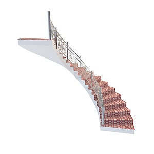 粉色地毯弧形楼梯3d模型