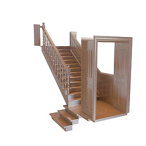 欧式带门框楼梯3d模型
