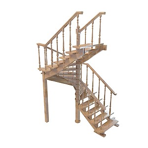 欧式木结构栏杆3d模型