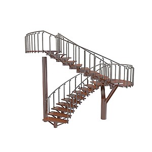 木头楼梯3d模型