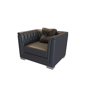 黑色皮沙发3d模型