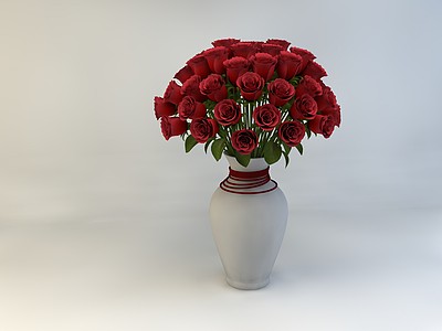 C4D玫瑰花瓶模型