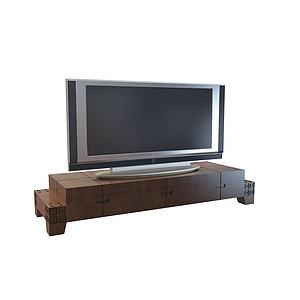 中式棕木电视柜3d模型