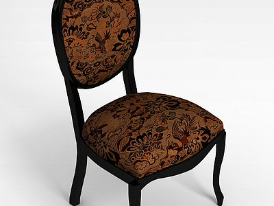欧式布艺餐椅3d模型