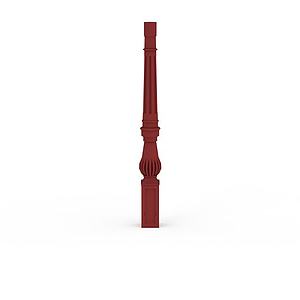 酒红色红砖柱子3d模型