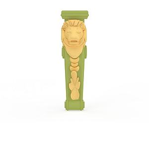 狮子雕刻装饰柱子3d模型
