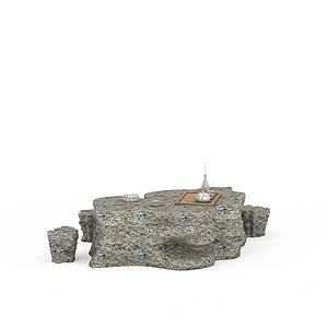 公园石桌椅3d模型