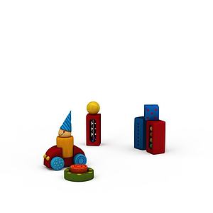 多彩积木玩具3d模型