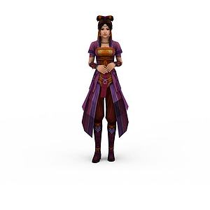 紫色古装女性3d模型