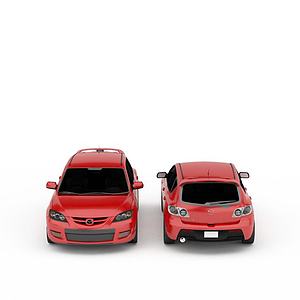 红色马自达汽车3d模型