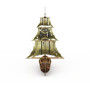 古代木制海盗船3d模型