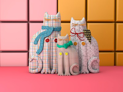 C4D卡通猫装饰品免费模型