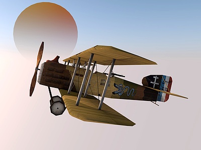 C4D双翼飞机模型