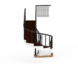 圆形实木楼梯3d模型