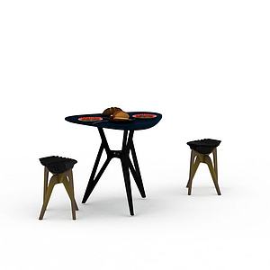 现代户外休闲桌椅组合3d模型