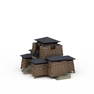 羌族神庙建筑3d模型
