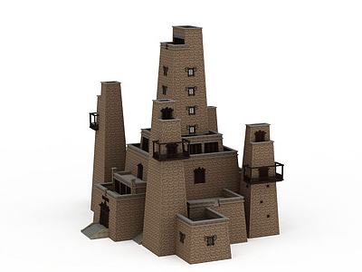 羌族神庙建筑楼3d模型3d模型