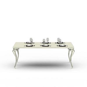 精简西式餐桌3d模型
