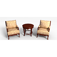 休闲沙发椅圆茶几组合3D模型3d模型