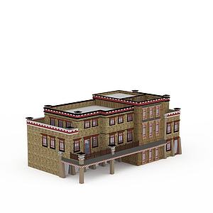 藏族民居房屋建筑楼3d模型