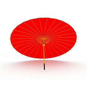 红色纸伞3d模型