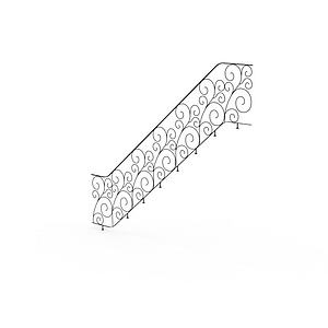 不锈钢楼梯雕花扶手3d模型