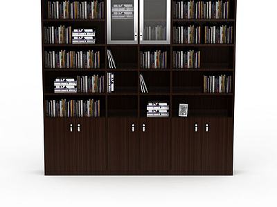大型实木书柜3d模型3d模型