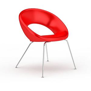 时尚大红色休闲椅3d模型