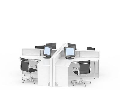 现代格子办公桌电脑桌3d模型3d模型