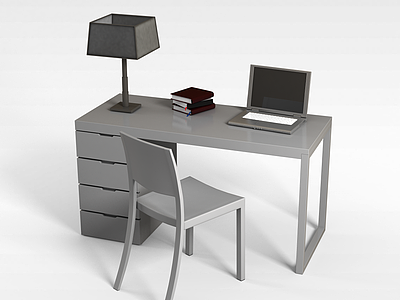 现代实木居家办公电脑桌椅组合3d模型3d模型