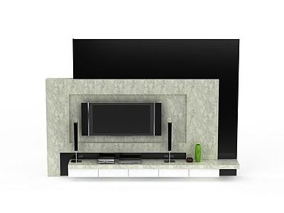 现代大理石电视柜背景墙3d模型3d模型