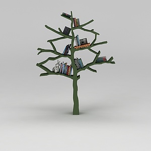 现代树造型书架3d模型