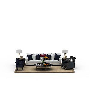 欧式拼色组合沙发3d模型