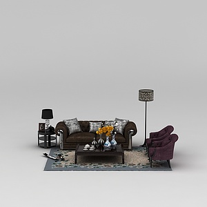 欧式软包组合沙发3d模型
