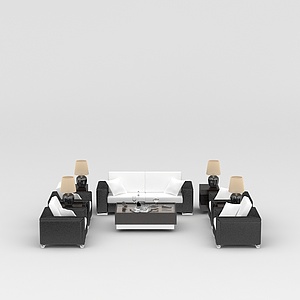 现代灰白拼色组合沙发3d模型