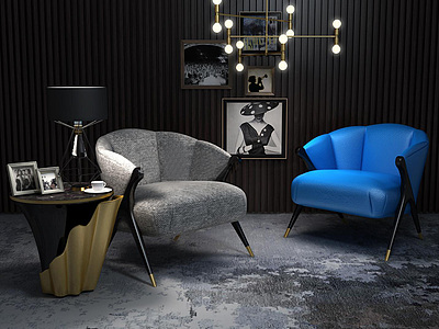 现代时尚沙发茶几组合3d模型