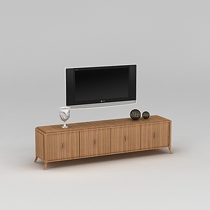 现代实木电视柜3d模型
