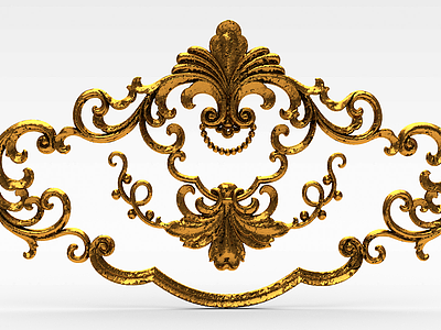 欧式金色雕花装饰品3d模型