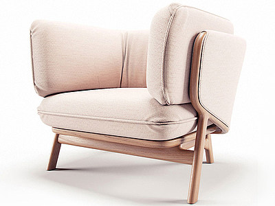 精美粉色布艺单人沙发椅3d模型