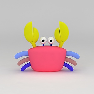 儿童玩具玩偶彩色小螃蟹3d模型