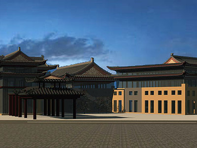 中式建筑大楼3d模型3d模型