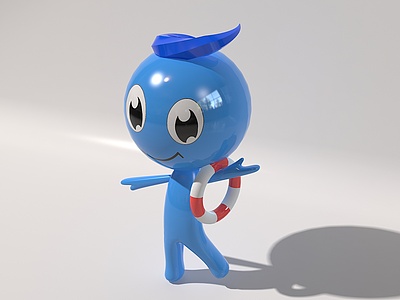 蓝色卡通人物吉祥物3d模型3d模型