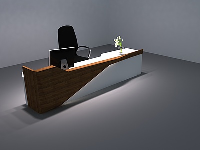 现代公司前台桌椅组合3d模型3d模型