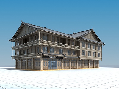 中式复古木屋游客接待中心3d模型3d模型