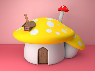 C4D蘑菇房子模型